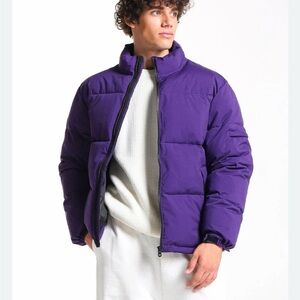 Zara Men's Bold Purple Puffer Jacket